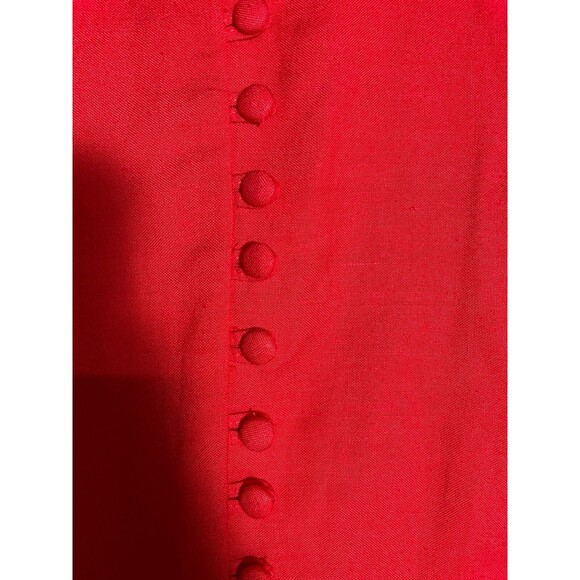 Vintage Jennifer Eden Red Sleeveless Maxi Dress Faux Button Slit High Neck 90s - Picture 4 of 16